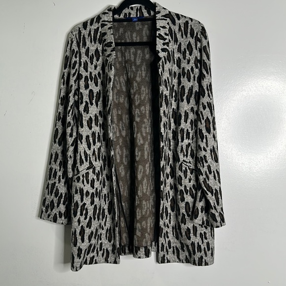 APT.9 gray brown leopard print blazer size medium - Picture 1 of 6